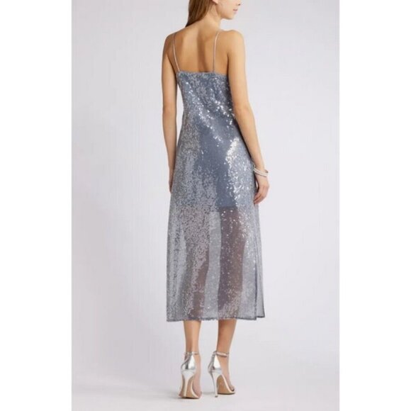 💕OPEN EDIT💕 Sequin Sleeveless Slipdress ~ Metallic Grey Folkstone XS NWT - Picture 4 of 16